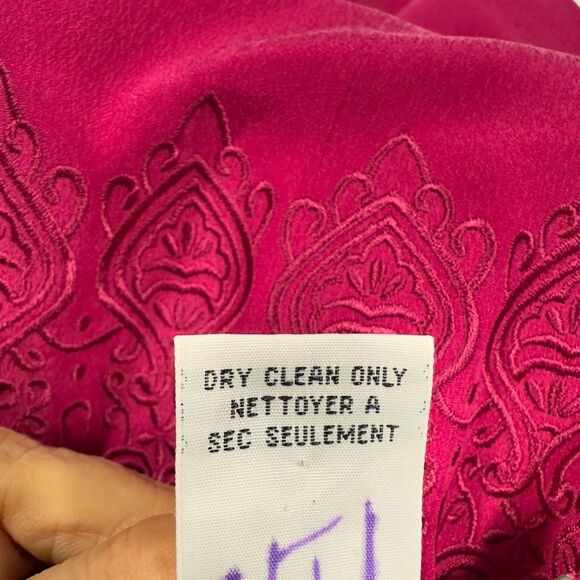 Vintage Talbots Petites Pink Midi Dress Sz 8P Embroidered Waist Elegant - Picture 12 of 13